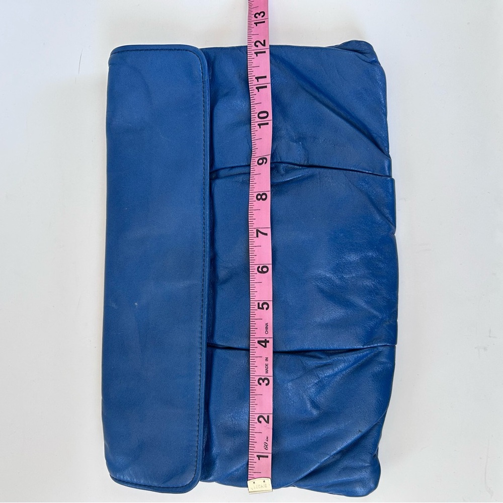 Set of 2 Vintage Leather Clutch Handbags Blue Taupe Chic Minimal Classic - Picture 9 of 16